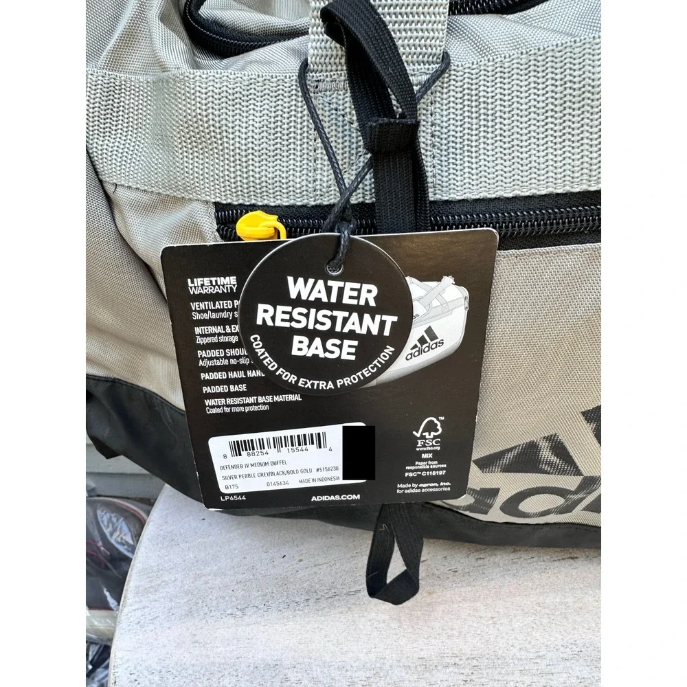 Adidas Defender IV Medium Gym Training Duffel Bag Silver Gray Padded Handles NWT